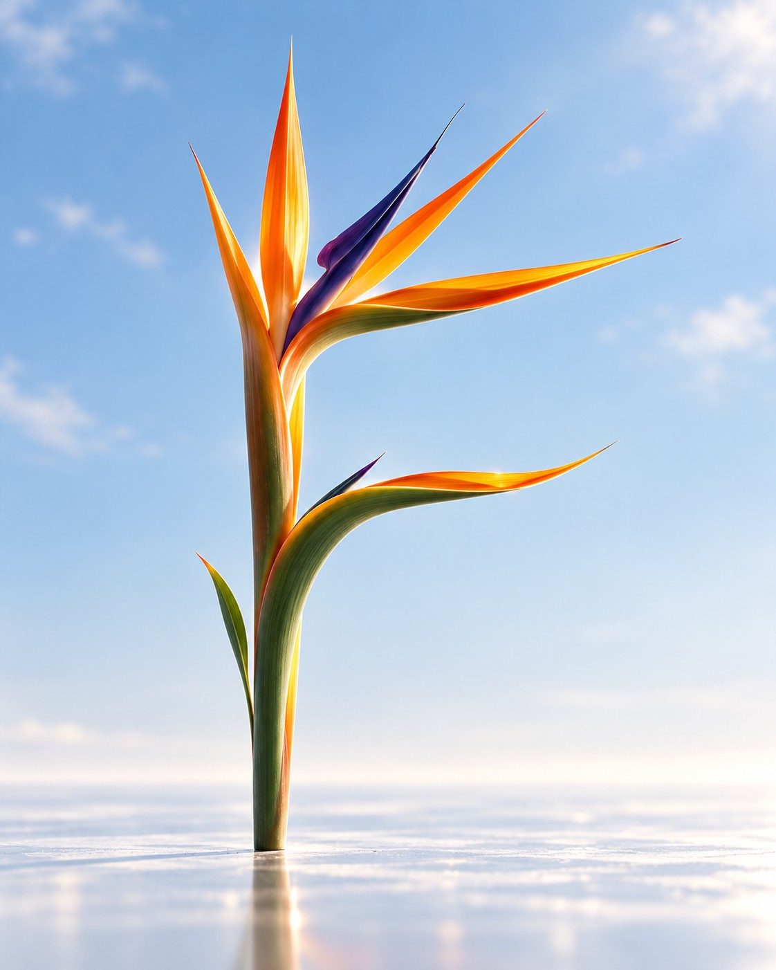 Lettre F composée de fleurs, Oiseau de paradis